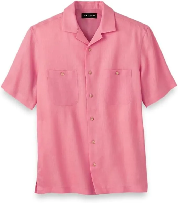 Paul Fredrick Men's Slim Fit Linen Solid Casual Shirt