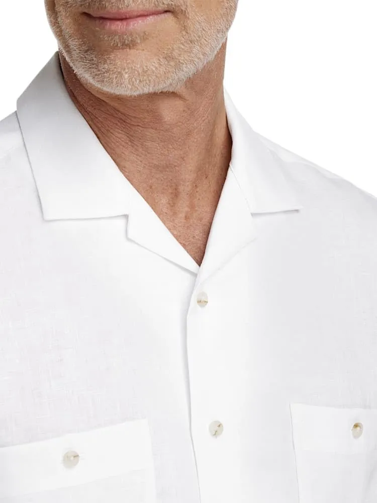 Paul Fredrick Men's Slim Fit Linen Solid Casual Shirt