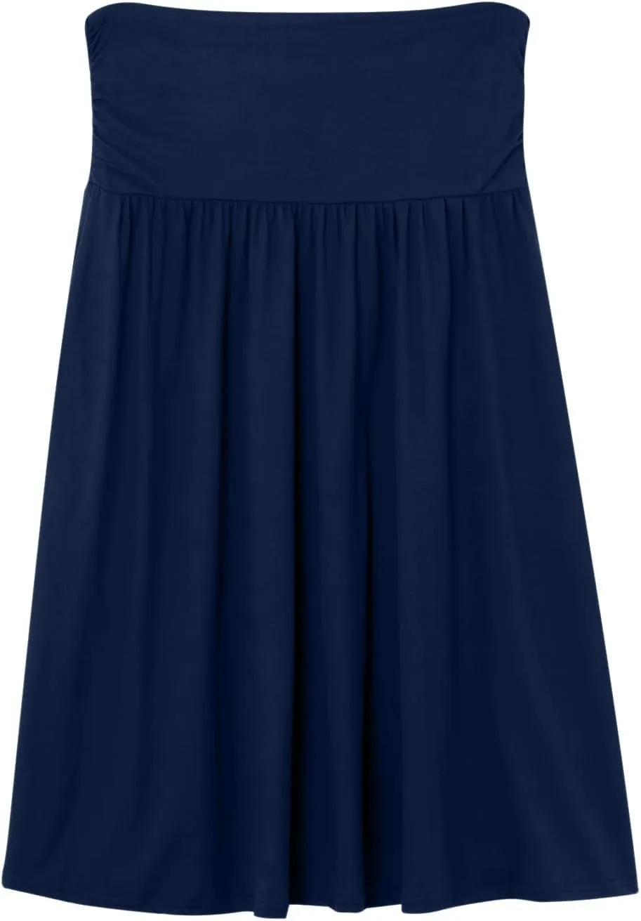 Pleated Midi Skirts for Women 2025 Summer High Waisted Solid Color Flowy A-Line Skirt with Pockets