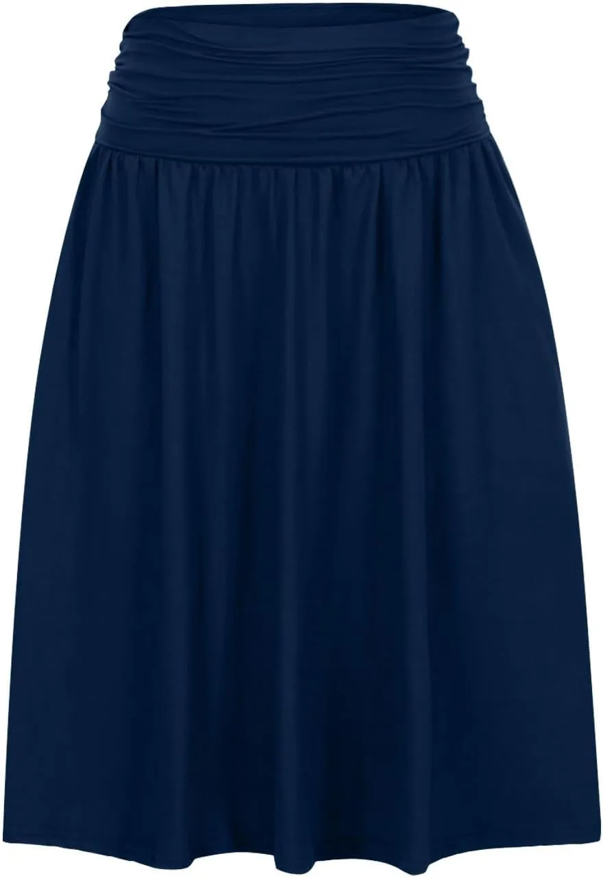 Pleated Skirt Women High Waisted Flowy Mini Skirts Casual Comfy Solid Color Half Skirt Soft Ruffle a Line Skirts