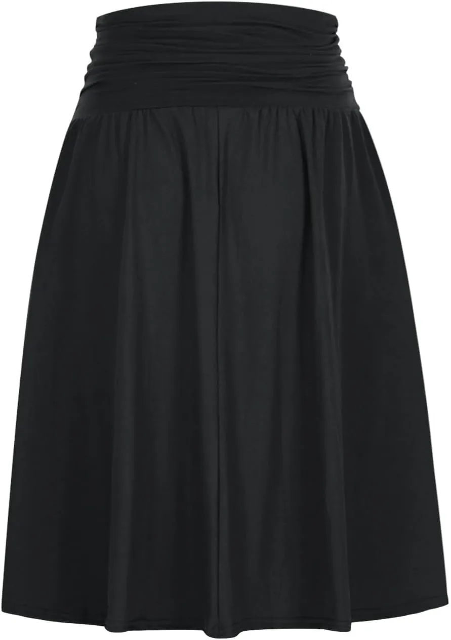 Pleated Skirt Women High Waisted Flowy Mini Skirts Casual Comfy Solid Color Half Skirt Soft Ruffle a Line Skirts