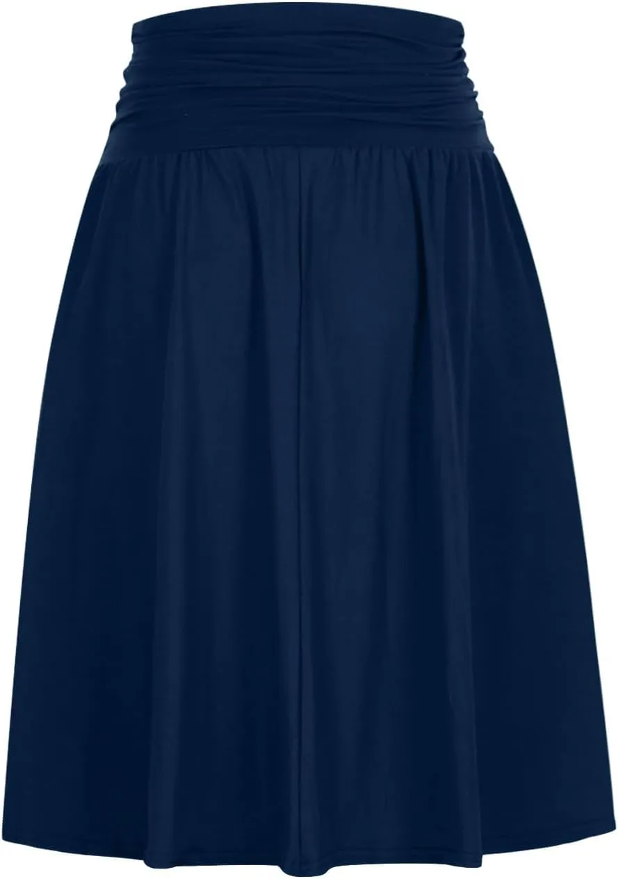 Pleated Skirt Women High Waisted Flowy Mini Skirts Casual Comfy Solid Color Half Skirt Soft Ruffle a Line Skirts