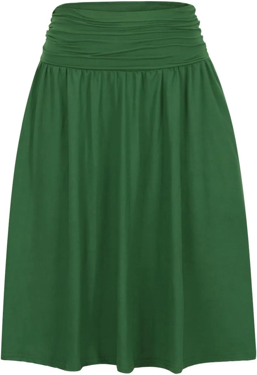 Pleated Skirt Women High Waisted Flowy Mini Skirts Casual Comfy Solid Color Half Skirt Soft Ruffle a Line Skirts