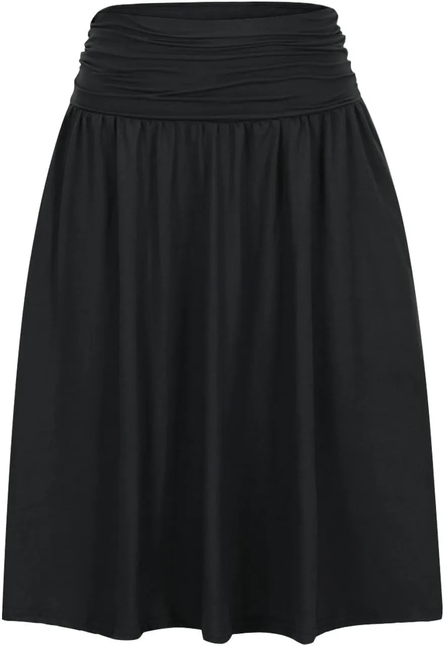 Pleated Skirt Women High Waisted Flowy Mini Skirts Casual Comfy Solid Color Half Skirt Soft Ruffle a Line Skirts