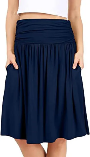 Pleated Skirt Women High Waisted Flowy Mini Skirts Casual Comfy Solid Color Half Skirt Soft Ruffle a Line Skirts