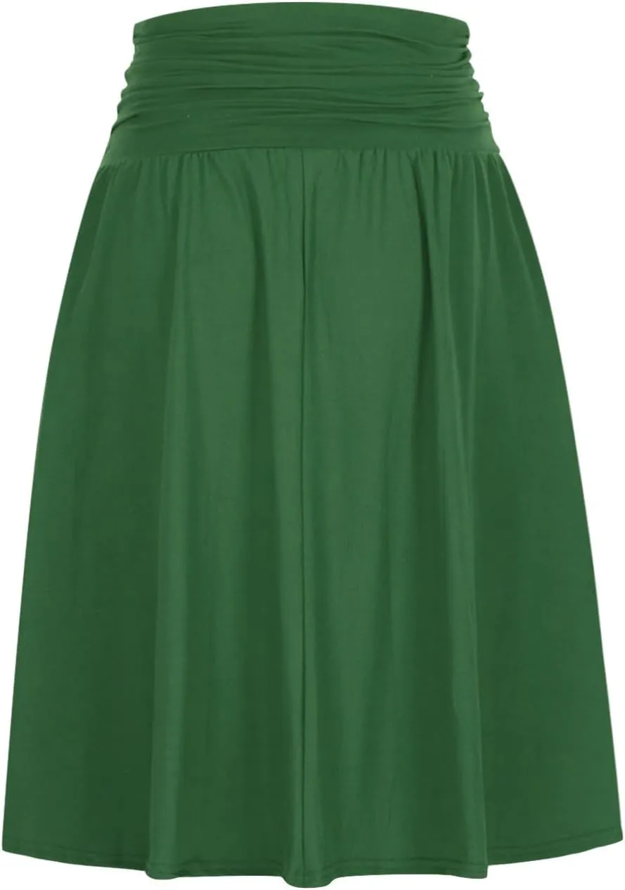 Pleated Skirt Women High Waisted Flowy Mini Skirts Casual Comfy Solid Color Half Skirt Soft Ruffle a Line Skirts