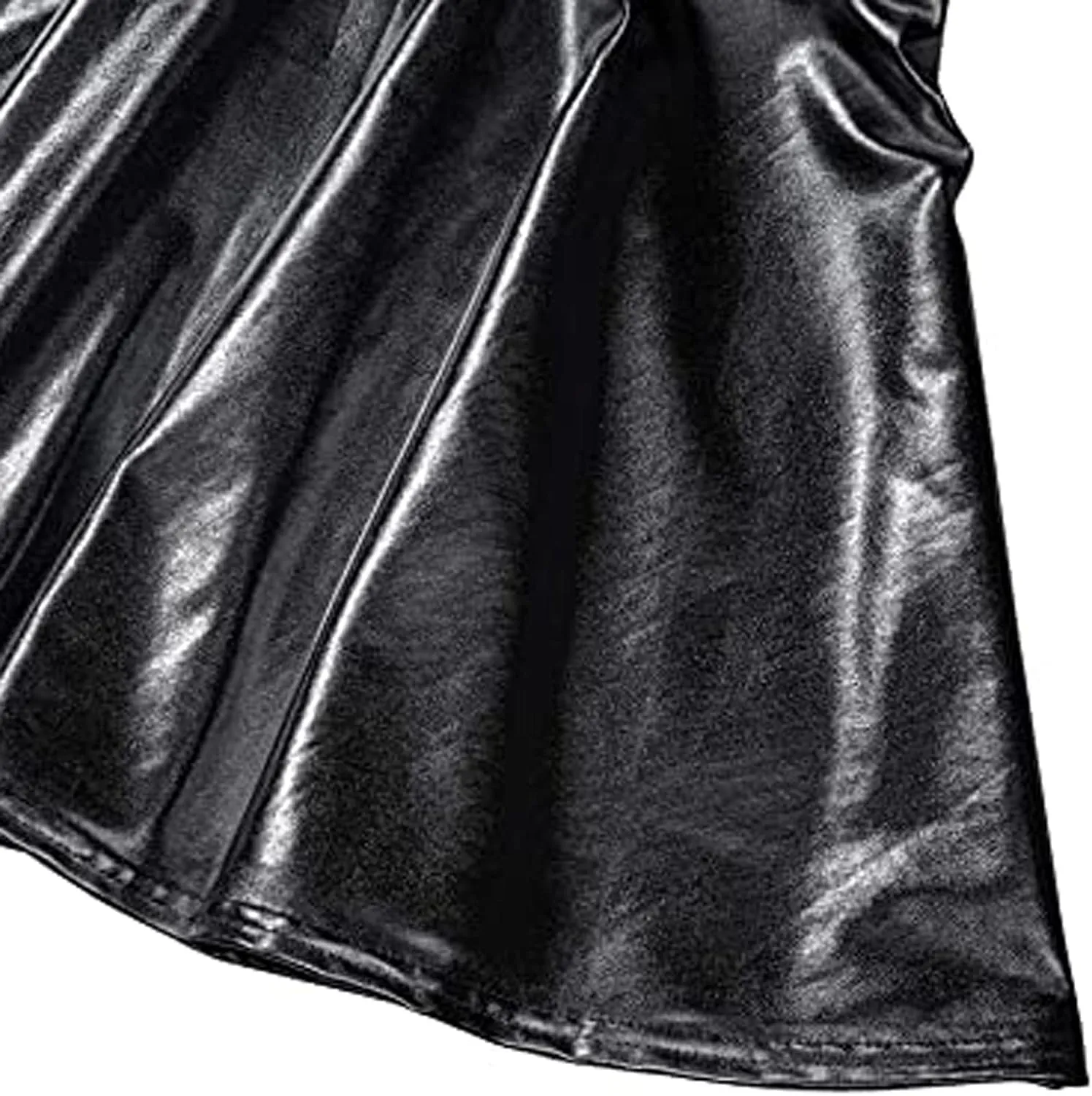 Pleated Skirts for Women Metallic Mini Skirt Sexy Holographic Shiny Flared A-Line Skater Skirts for Casual/Club/Rave