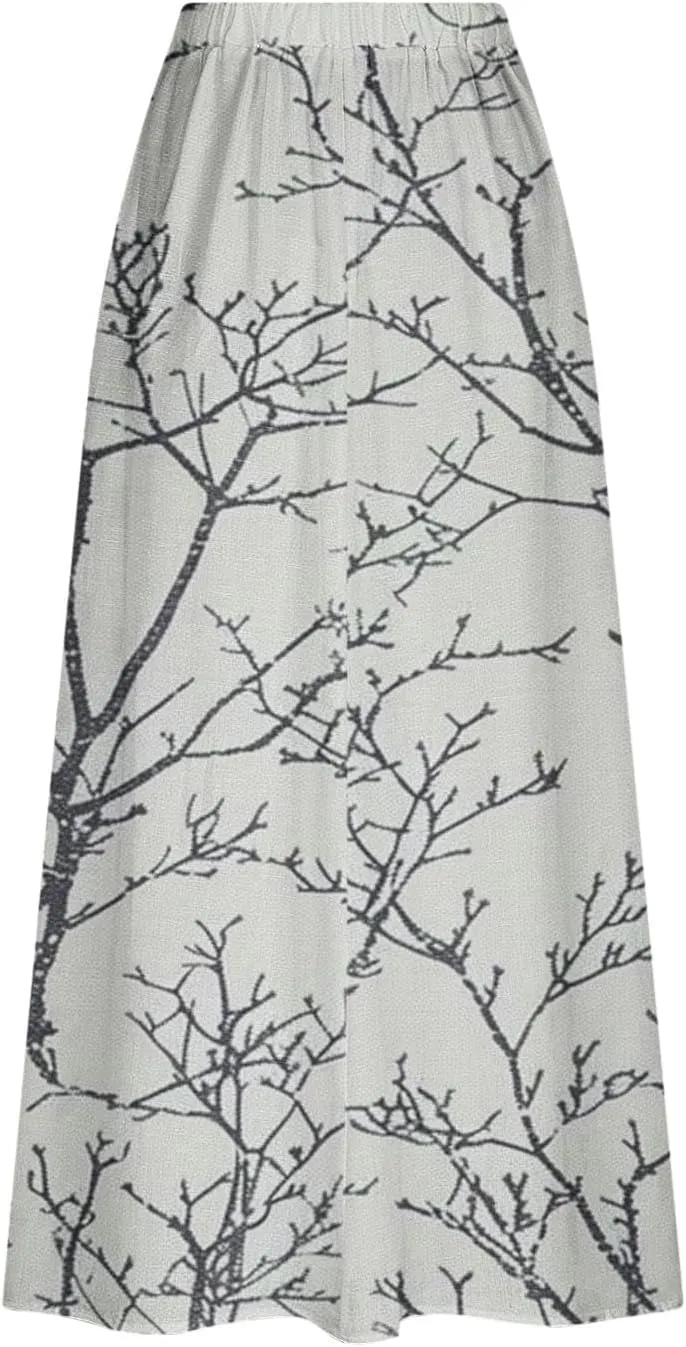 Plus Size Skirts for Women 2025 Summer Trendy Daisy Printed Boho Beach Skirt with Pocket Baggy Flowy Skirt