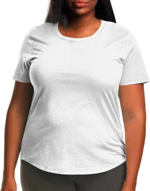 Plus Size T Shirt for Women 2025 Fashion Workout Tops Short Sleeve Crew Neck Solid Color Casual Loose Fit Blouse