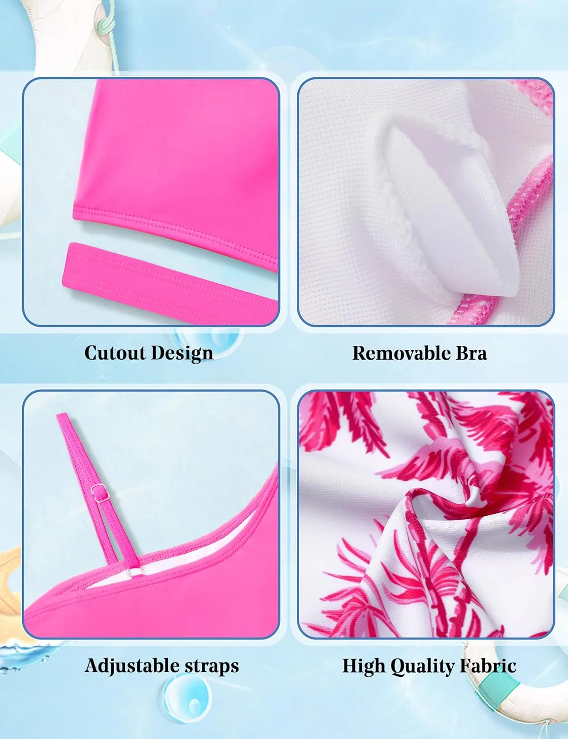 Queenstyle Girls Swimsuits Bikini Set Kids Cutout Bathing Suit Bikini Top Two Piece Girls' Swimwear