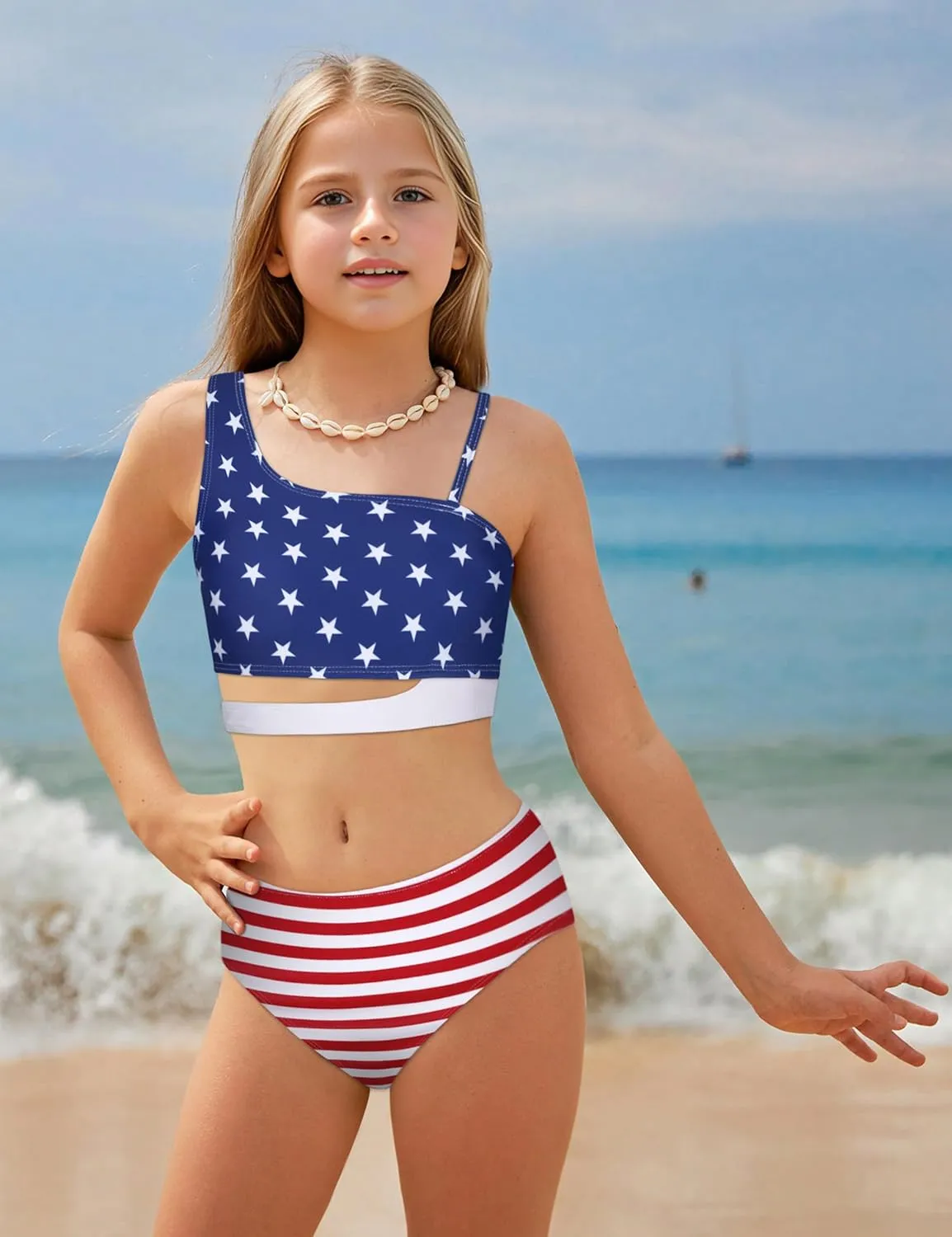 Queenstyle Girls Swimsuits Bikini Set Kids Cutout Bathing Suit Bikini Top Two Piece Girls' Swimwear
