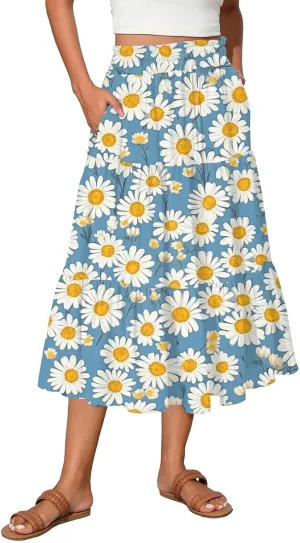 Renaissance Maxi Skirt for Women Boho Flowy Long Skirt High Waist A-Line Design