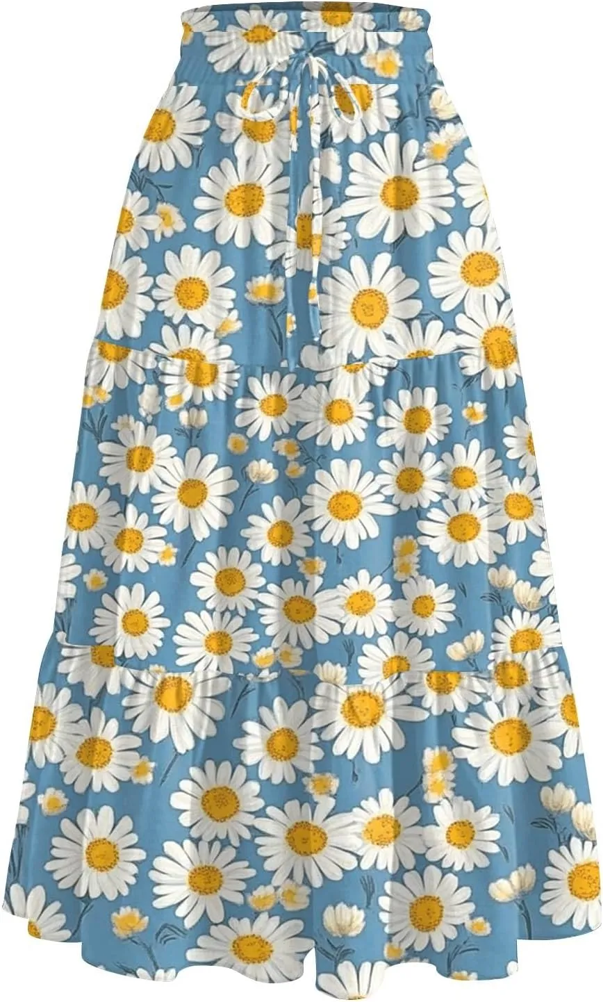 Renaissance Maxi Skirt for Women Boho Flowy Long Skirt High Waist A-Line Design