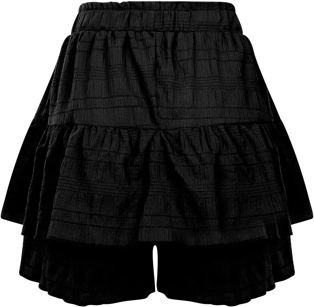 Ruffled Ruched Skorts for Women High Waisted Tiered Mini Skort 2025 Summer Boho Casual Beach Comfy Shorts Skirt