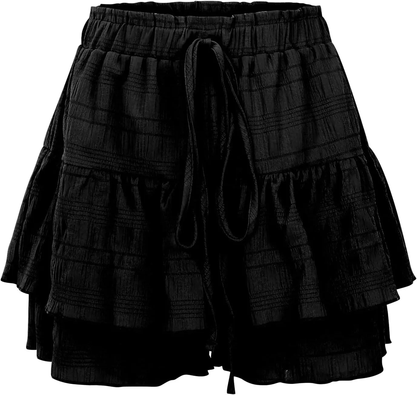 Ruffled Ruched Skorts for Women High Waisted Tiered Mini Skort 2025 Summer Boho Casual Beach Comfy Shorts Skirt