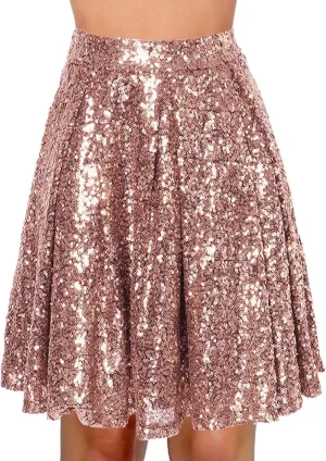 Sequin Skirt Black Short High Waist Pleated Skirts for Women Flare Fashion 2024 Sparkly Skirt Rave Festival