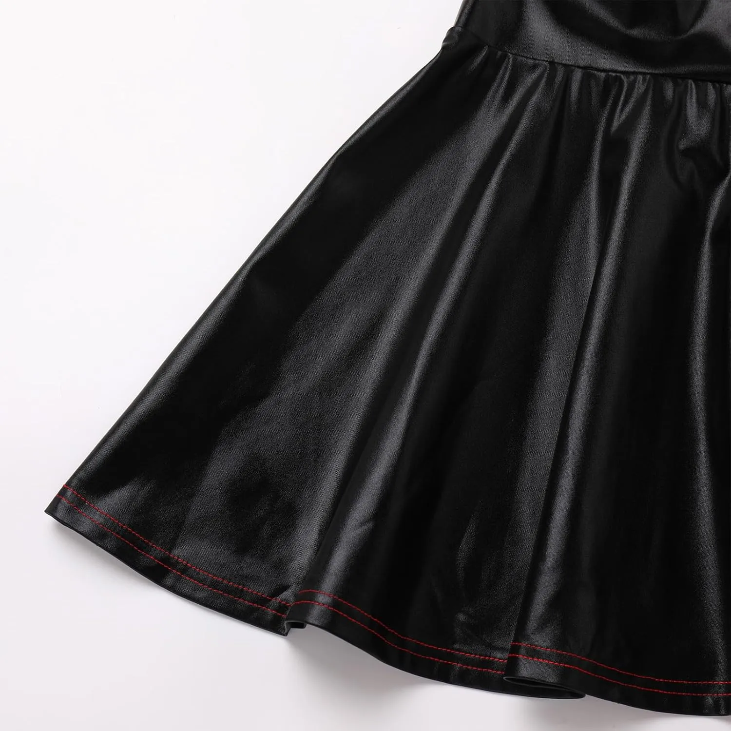 Shiny Metallic Skirts for Women Wet Look Pleated Flared Mini Skater Skirt Rave Outfits for Women Festival Holographic Skirt