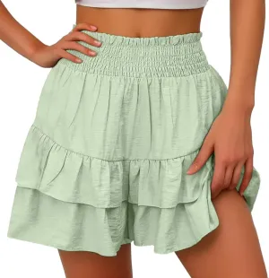 Skorts for Woman Tennis Golf Summer Ruffle Outfits Comfy Boho High Waist Skorts Crochet Casual Trendy Flowy Skirts