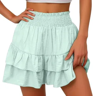 Skorts for Woman Tennis Golf Summer Ruffle Outfits Comfy Boho High Waist Skorts Crochet Casual Trendy Flowy Skirts