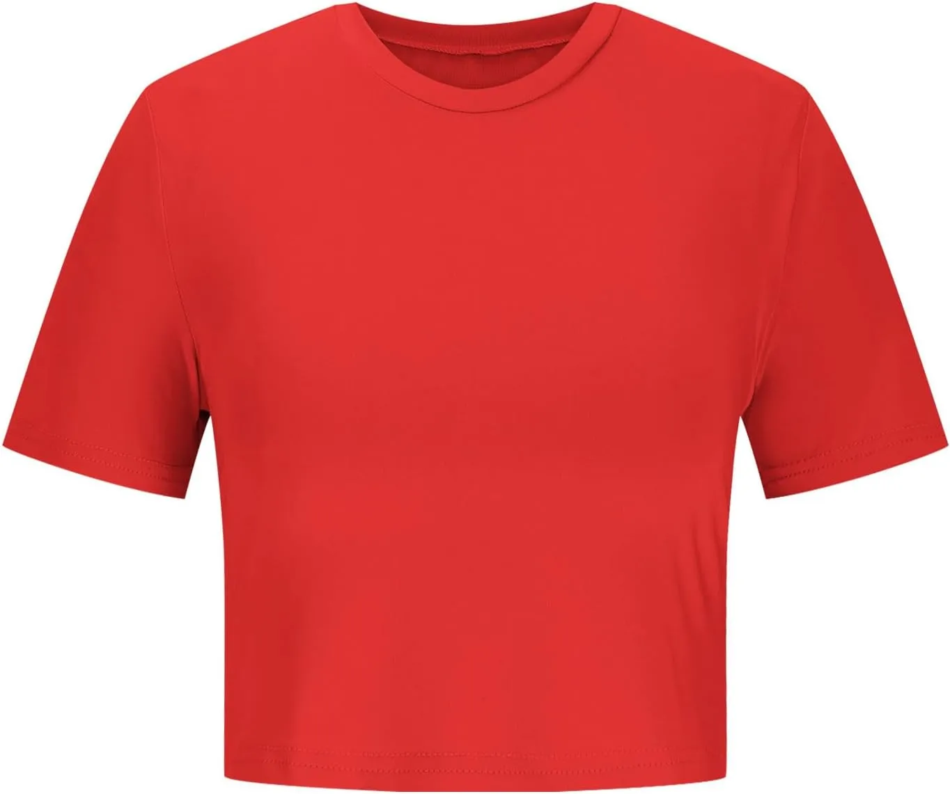 Solid Color Basic Cropped Tops Women Crew Neck Short Sleeve Slim Fit Tee Shirt 2025 Summer Fashion Outfits
