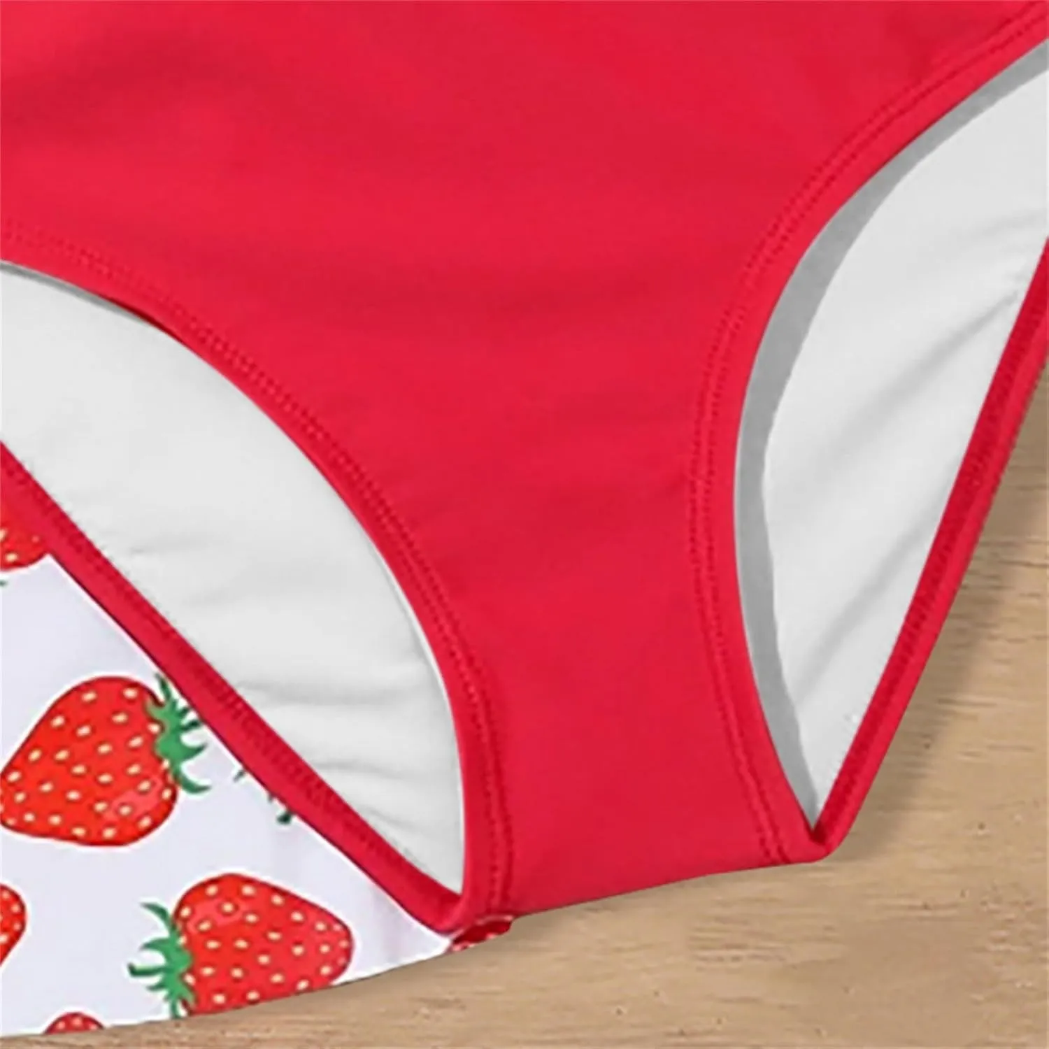 Strawberry Print Swimsuit for Girls 3 Piece Cute Quick Dry Bikini Sets Comfy Bathing Suits with Beach Skirt 5-12 Years