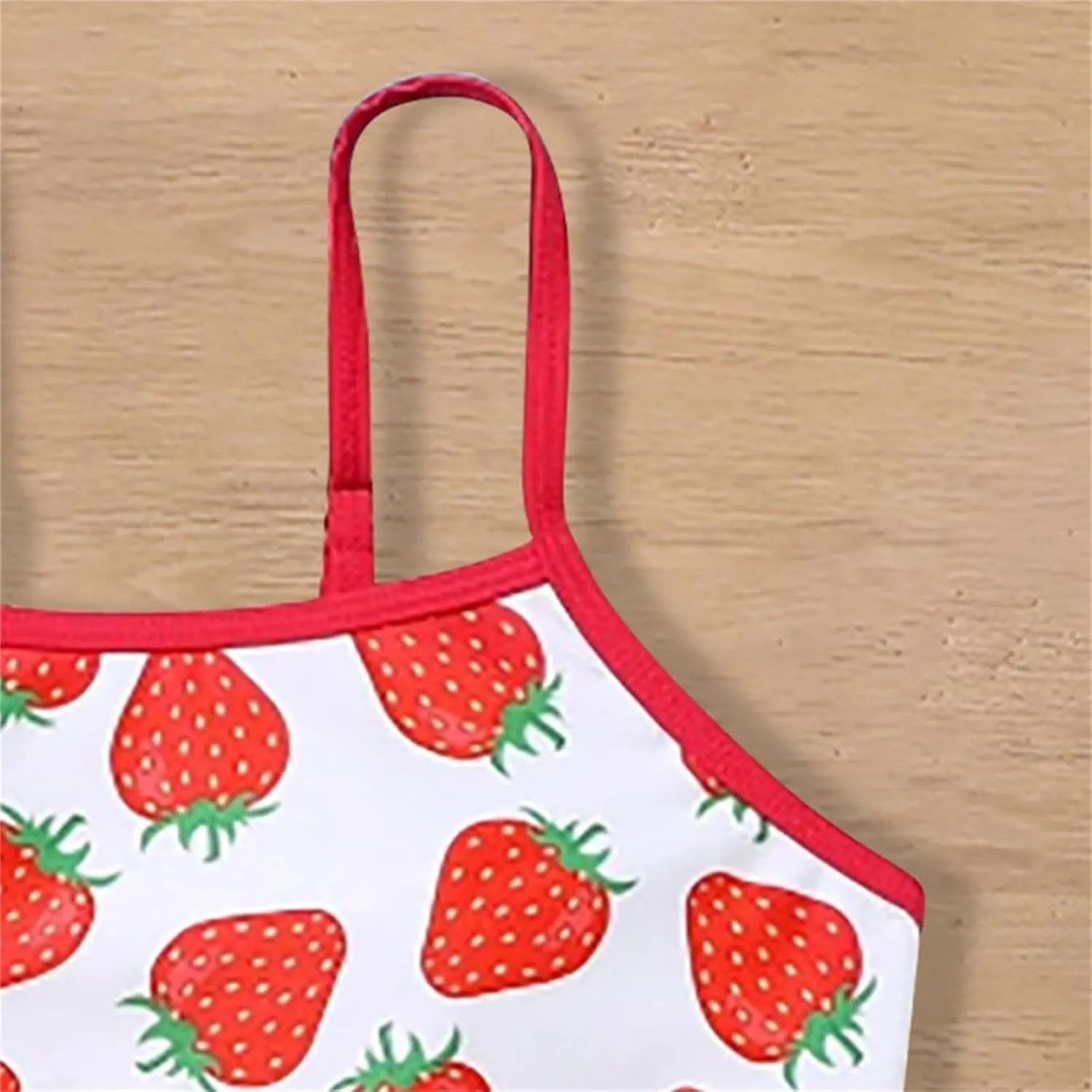 Strawberry Print Swimsuit for Girls 3 Piece Cute Quick Dry Bikini Sets Comfy Bathing Suits with Beach Skirt 5-12 Years