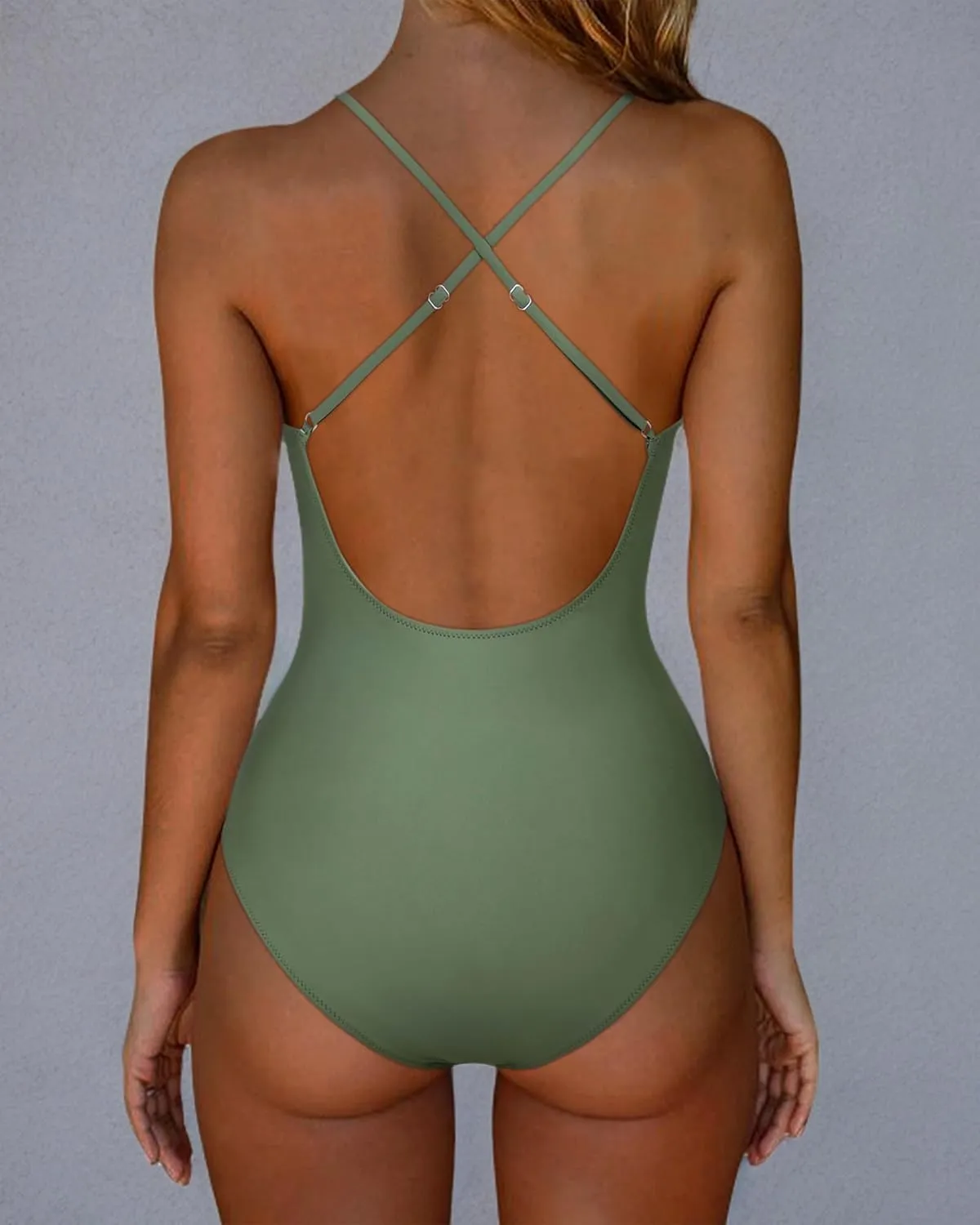SUUKSESS Women Sexy Tummy Control One Piece Swimsuits Square Neck Bathing Suits