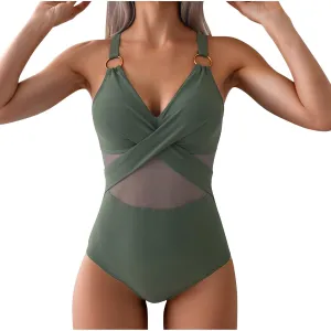 TARIENDY One Piece Swimsuit Women Tummy Control High Waisted Bathing Suits Full Coverage Mesh Swim Suits Sexy Swimwear