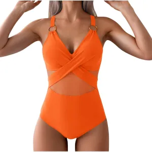 TARIENDY One Piece Swimsuit Women Tummy Control High Waisted Bathing Suits Full Coverage Mesh Swim Suits Sexy Swimwear