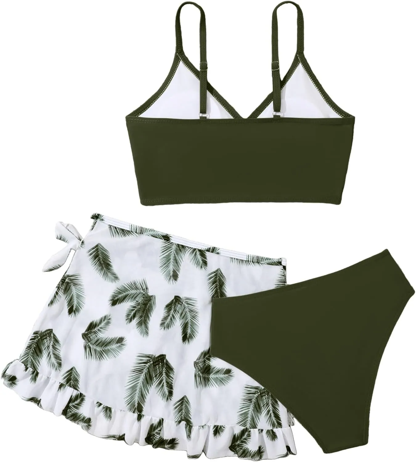 Teens Girls Flower Swimsuit 3 Piece Bathing Suits Cute Quick Dry Bikini Sets with Swim Skirt Beachwear Preppy Clothes