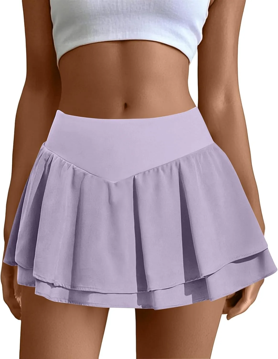 Tennis Skirts for Women with Shorts Flowy High Waisted Athletic Skort with Pockets Tummy Control Pleated Golf Skirt