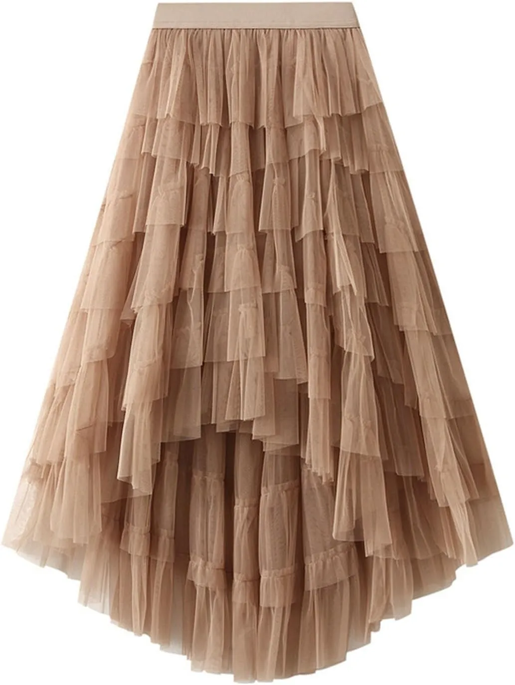 Tiered Maxi Skirts for Women 2025 Summer High Waisted Flowy Swing A-Line Ruffle Colorful Asymmetrical Skirt