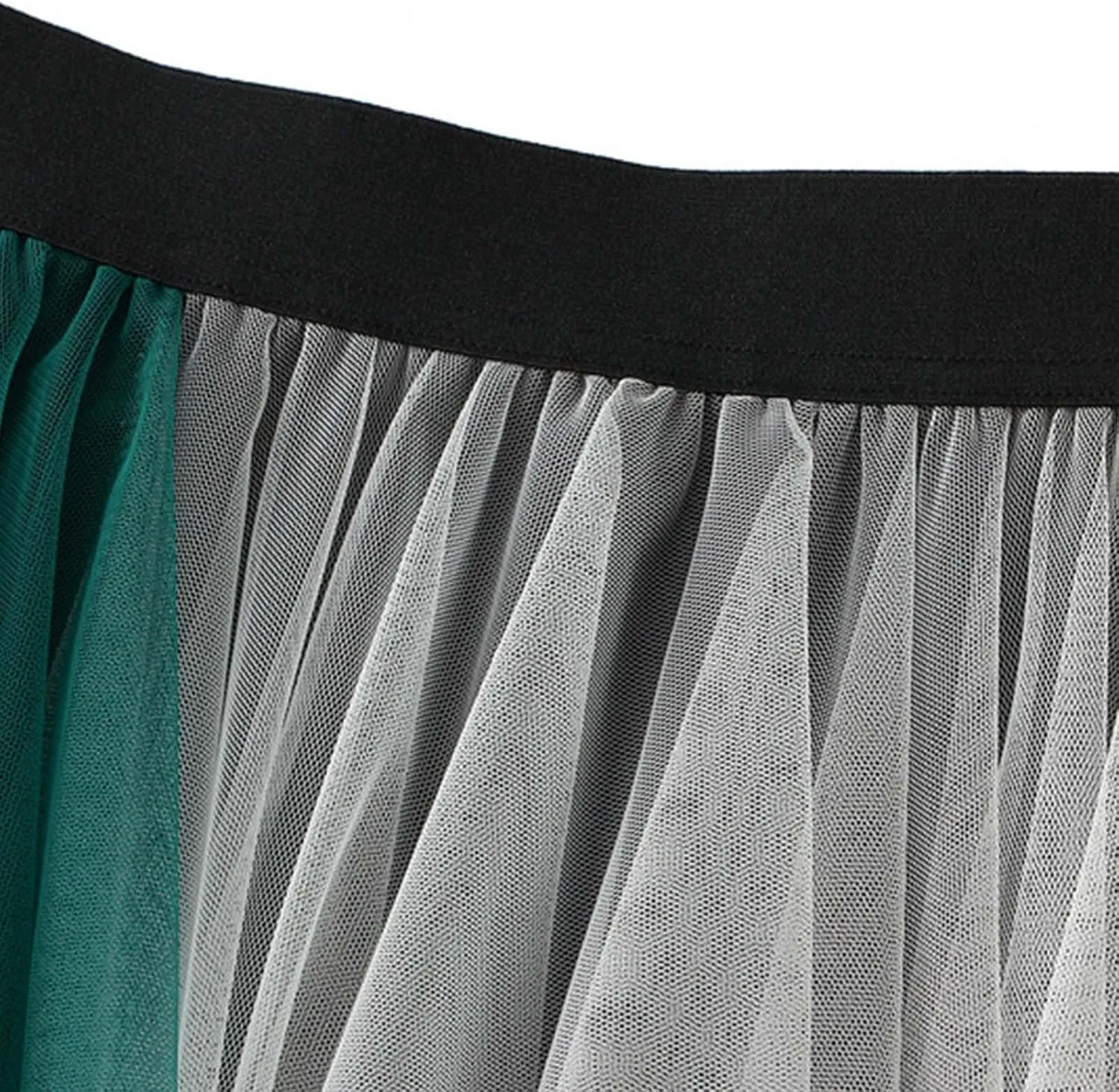 Tiered Midi Skirts for Women 2025 Summer Elastic High Waisted Flowy A-Line Patchwork Asymmetrical Tulle Skirt