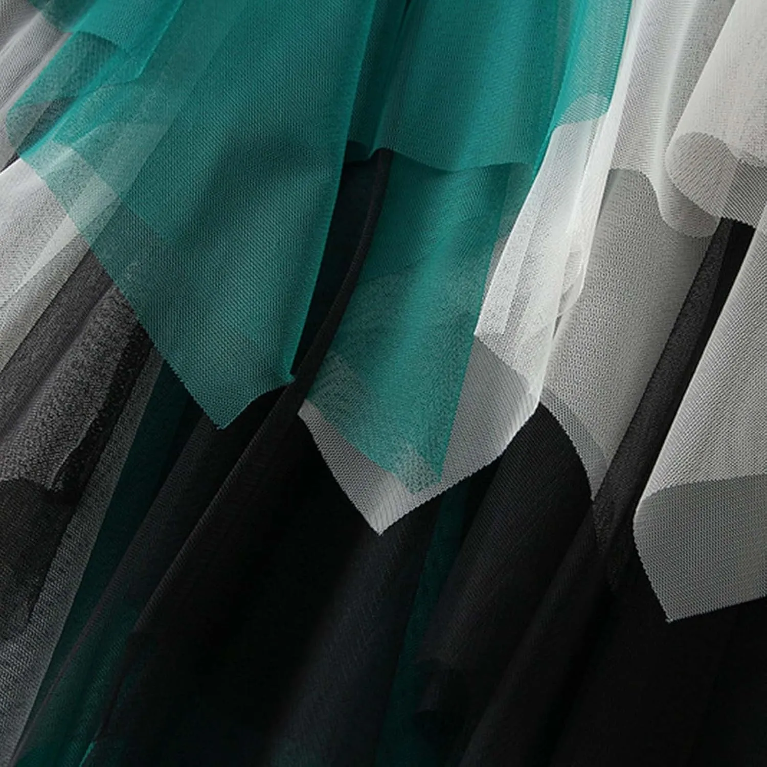 Tiered Midi Skirts for Women 2025 Summer Elastic High Waisted Flowy A-Line Patchwork Asymmetrical Tulle Skirt