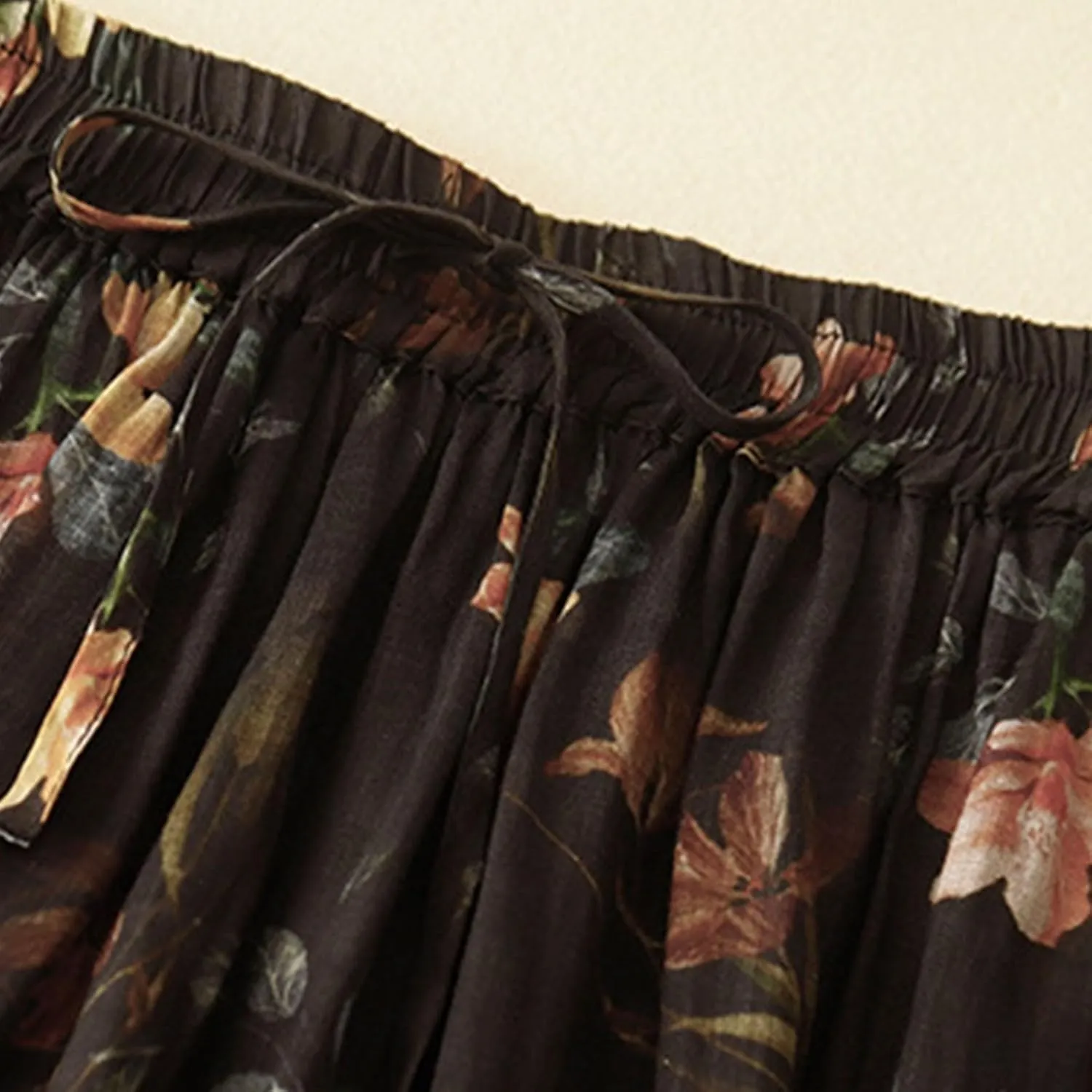 Trendy Women Skirts Elegant Vintage Boho Floral Maxi Long Skirt Retro Pleated Vacation Boho 2025 Outfits with Pockets