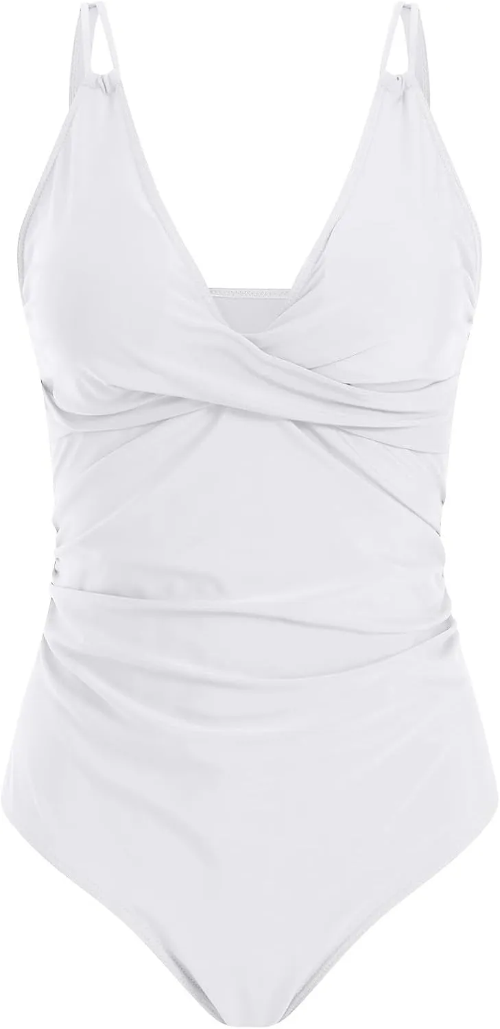 TUQIDEWU Bathing Suit for Women One Piece Tummy Control Swimsuits for Women V Neck Push Up Backless Slim Fit 1 Piece Swimsuit