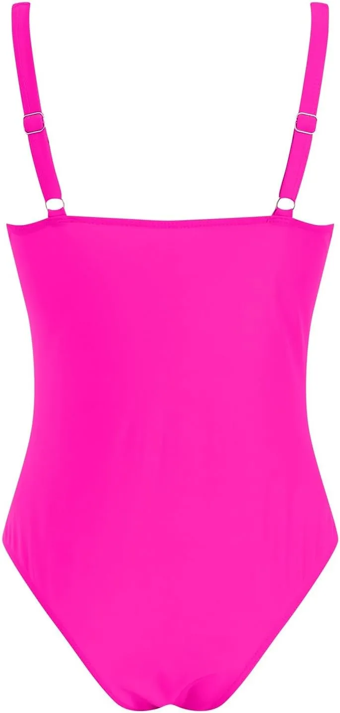 TUQIDEWU Bathing Suit for Women One Piece Tummy Control Swimsuits for Women V Neck Push Up Backless Slim Fit 1 Piece Swimsuit