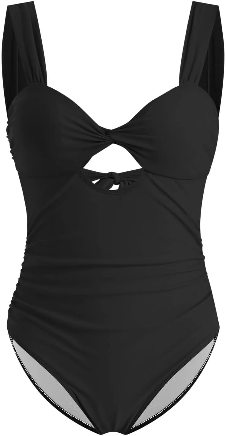 TUQIDEWU One Piece Swimsuit Women Tummy Control Swimsuits for Women 2025 Hollow Out V Neck Backless High Waisted Swimwear