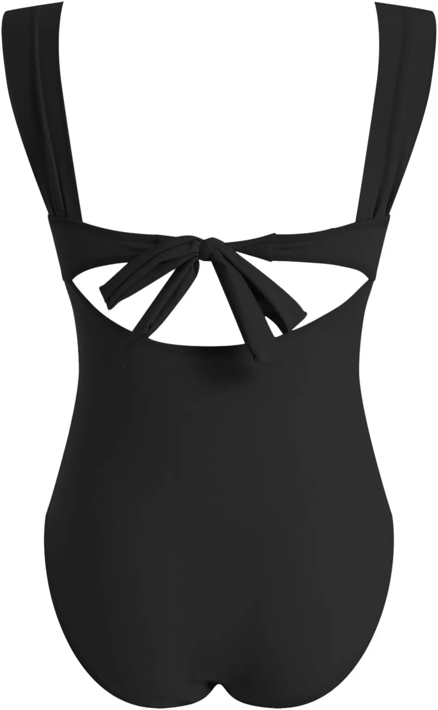 TUQIDEWU One Piece Swimsuit Women Tummy Control Swimsuits for Women 2025 Hollow Out V Neck Backless High Waisted Swimwear