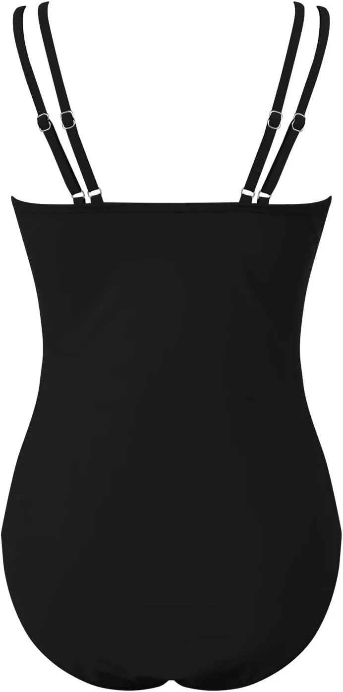 TUQIDEWU Womens Bathing Suits Tummy Control One Piece Swimsuit Women Sexy Square Neck Backless Slim Fit Mesh Swimsuit