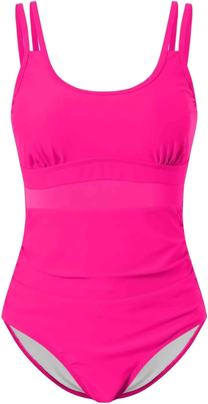TUQIDEWU Womens Bathing Suits Tummy Control One Piece Swimsuit Women Sexy Square Neck Backless Slim Fit Mesh Swimsuit