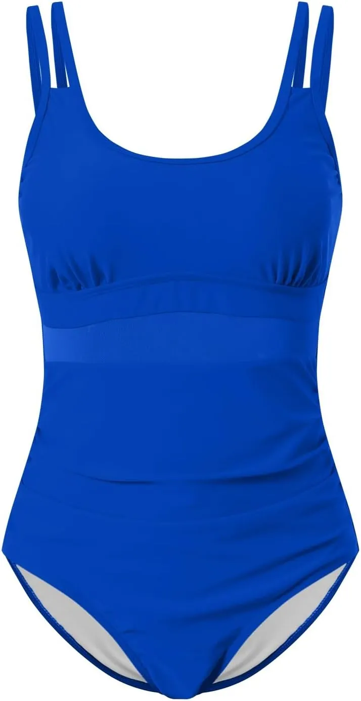 TUQIDEWU Womens Bathing Suits Tummy Control One Piece Swimsuit Women Sexy Square Neck Backless Slim Fit Mesh Swimsuit