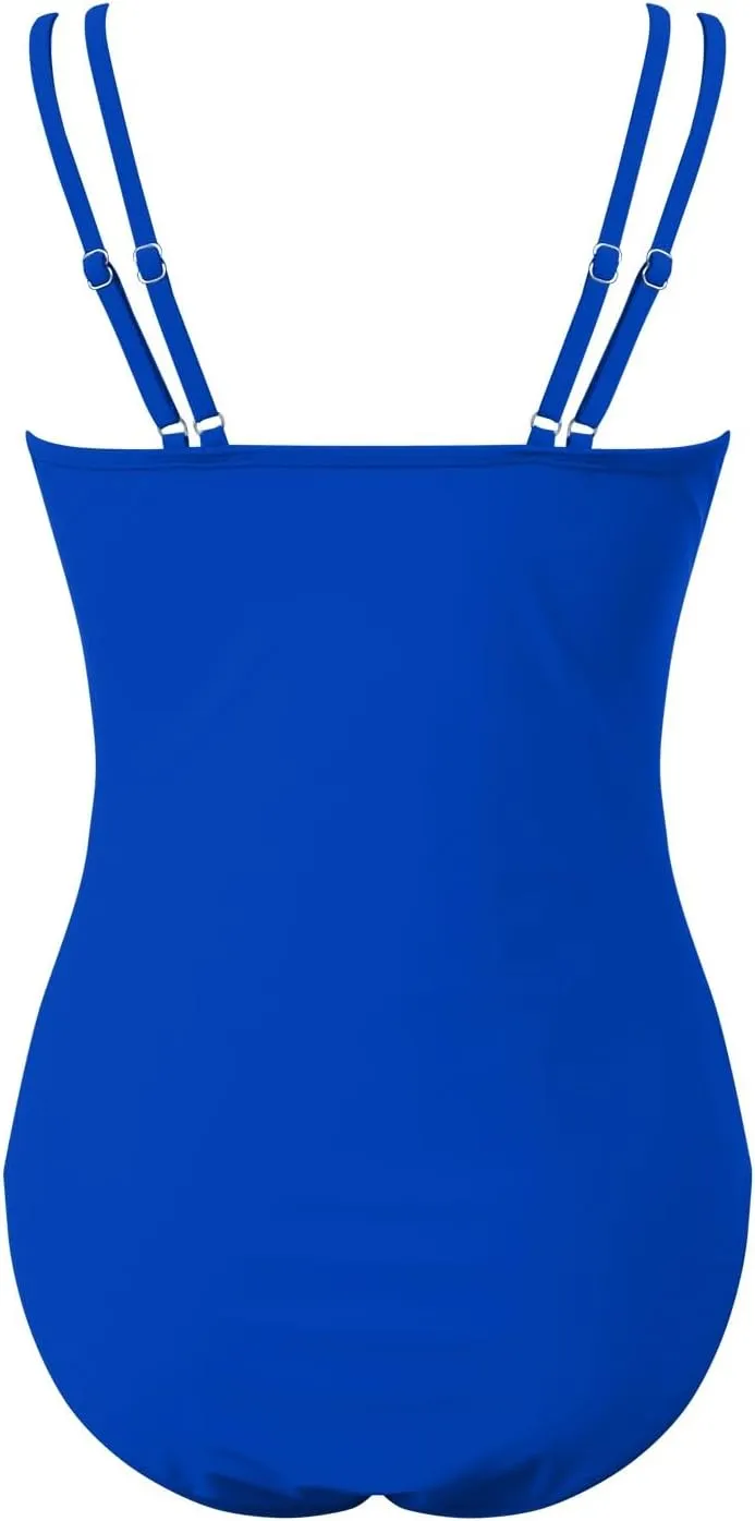 TUQIDEWU Womens Bathing Suits Tummy Control One Piece Swimsuit Women Sexy Square Neck Backless Slim Fit Mesh Swimsuit