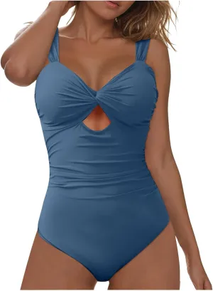 TUQIDEWU Women's One-Piece Swimsuits Tummy Control Swimsuits for Women Hollow Out V Neck Backless High Waisted Bathing Suit