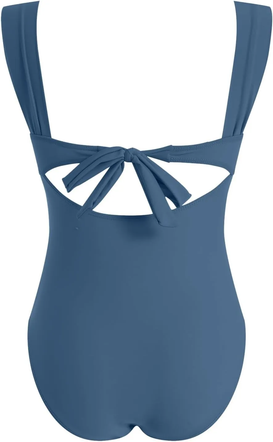 TUQIDEWU Women's One-Piece Swimsuits Tummy Control Swimsuits for Women Hollow Out V Neck Backless High Waisted Bathing Suit