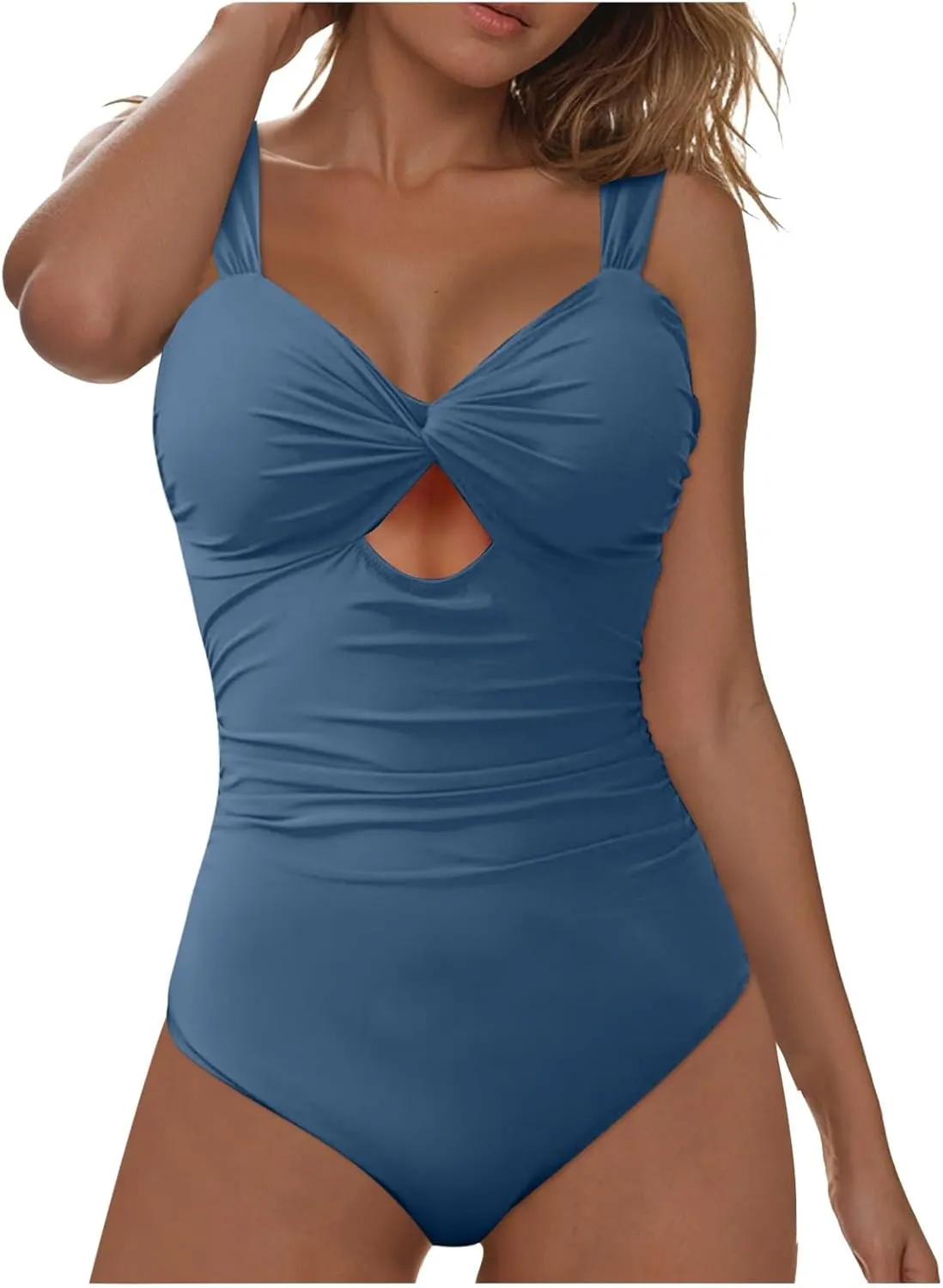TUQIDEWU Women's One-Piece Swimsuits Tummy Control Swimsuits for Women Hollow Out V Neck Backless High Waisted Bathing Suit