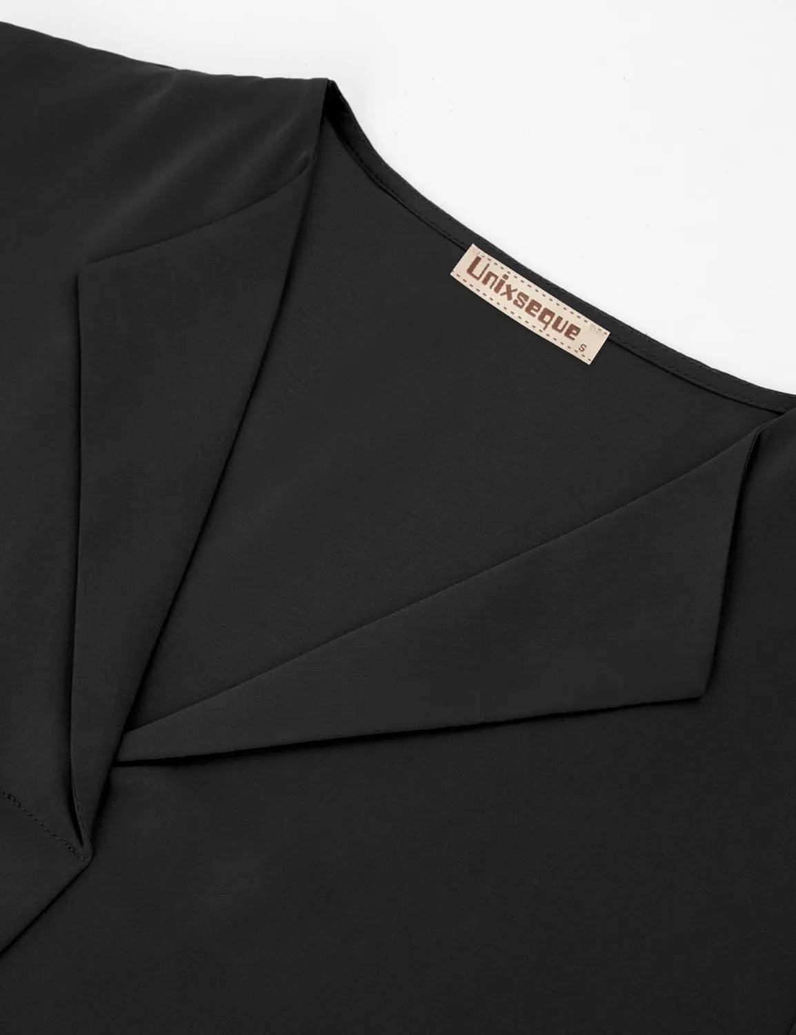 Unixseque Women's Casual Chiffon V Neck 3/4 Sleeve Business Tops Loose Work Blouses