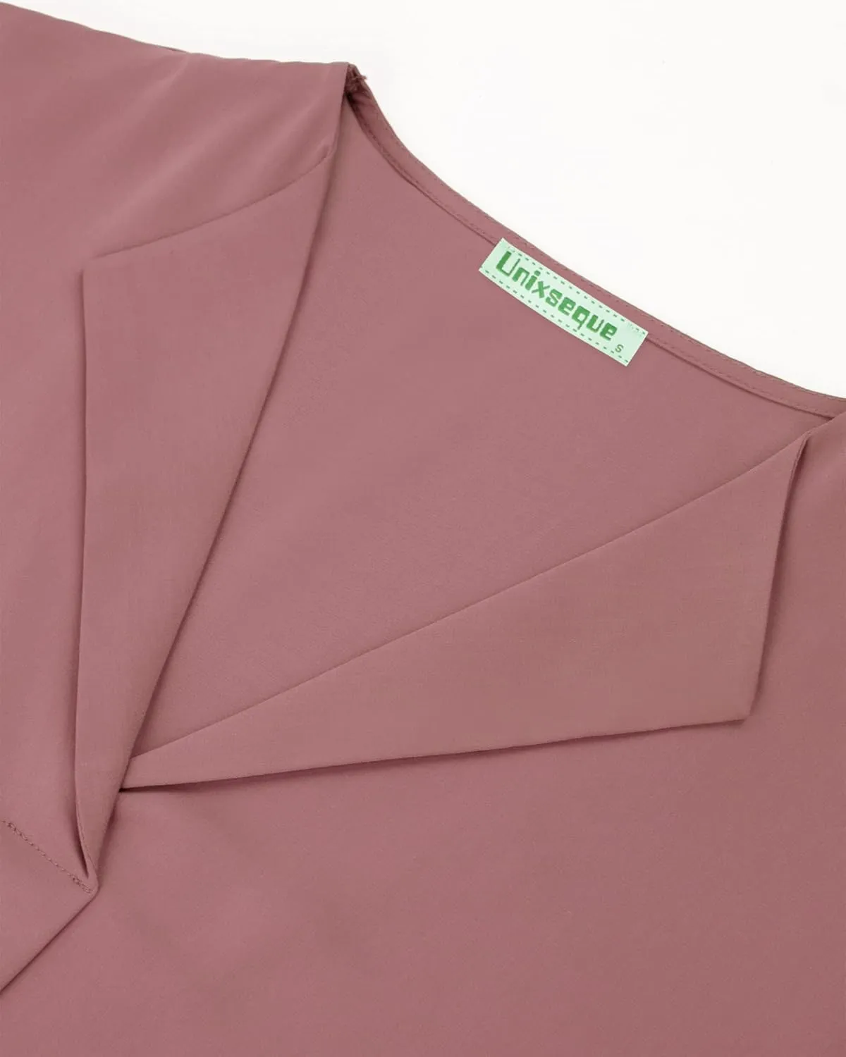 Unixseque Women's Casual Chiffon V Neck 3/4 Sleeve Business Tops Loose Work Blouses