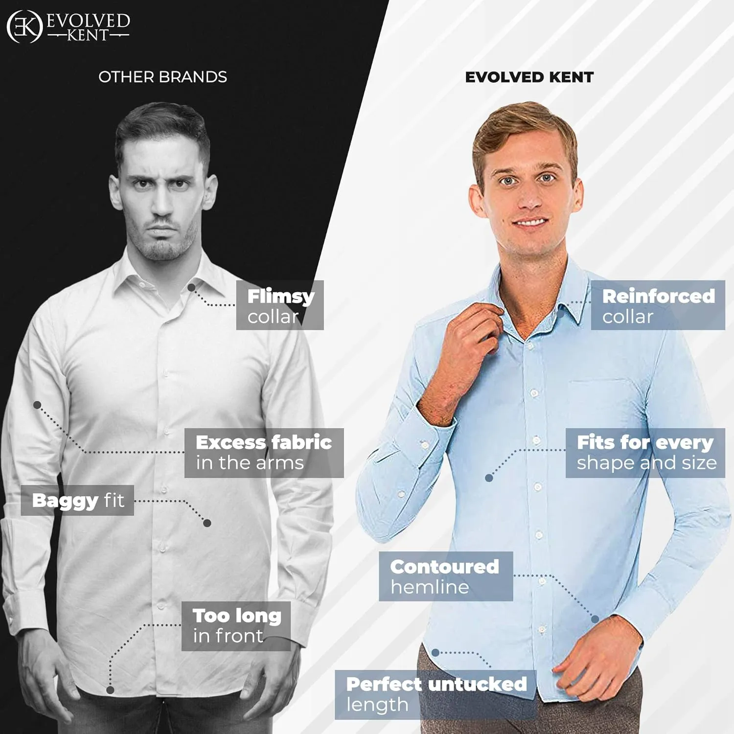 Untucked Shirts for Men Long Sleeve - Dry Fit Untuck Casual Shirt - Slim Fit
