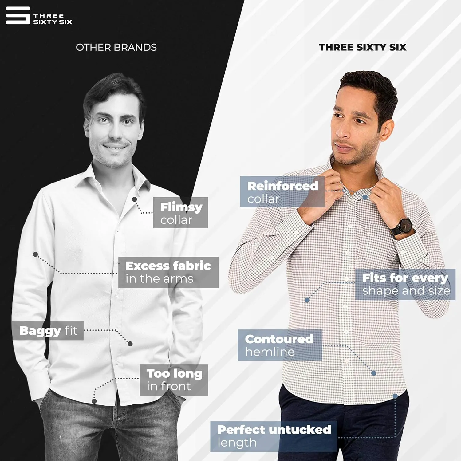 Untucked Shirts for Men Long Sleeve - Dry Fit Untuck Casual Shirt - Slim Fit